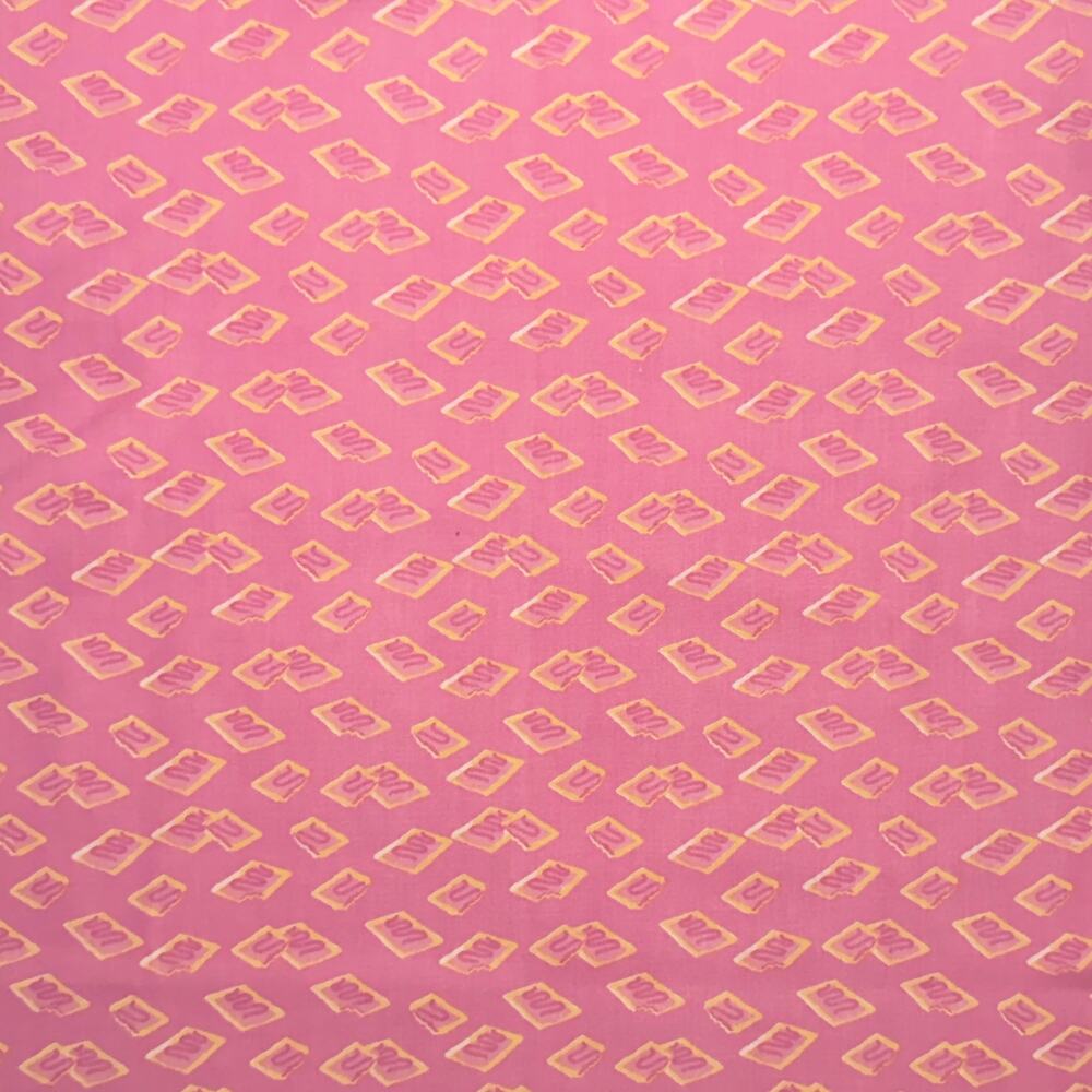 Pink Strawberry Pastry Pop Tart Cotton Fabric - 1/2 YD - Breakfast Danish Food